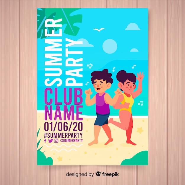 Hand Drawn Summer Party Poster Template – Free Download