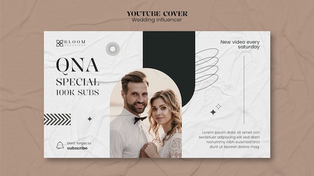 Flat Design Wedding Influencer YouTube Cover – Free Download