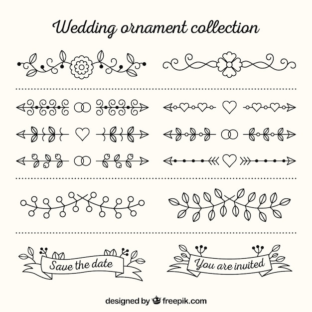 Flat Style Wedding Ornaments Collection – Free Download