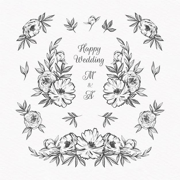 Hand Drawn Wedding Album Ornaments – Free to Download