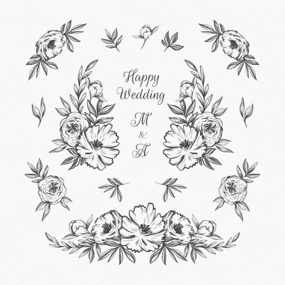 Hand Drawn Wedding Album Ornaments – Free to Download