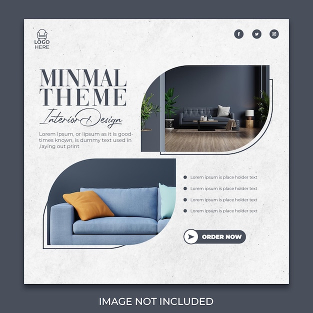 Minimal Theme Interior Design Promotional Post Design – Free Download