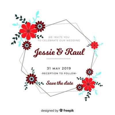 Floral Frame Wedding Invitation Template – Free Download