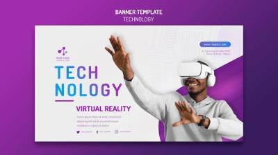 Horizontal Banner Template for Modern Technology Featuring Virtual Reality Headset – Free Download