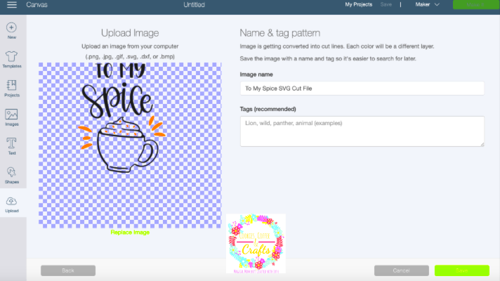 Saving Uploaded Image to Cricut Design Space