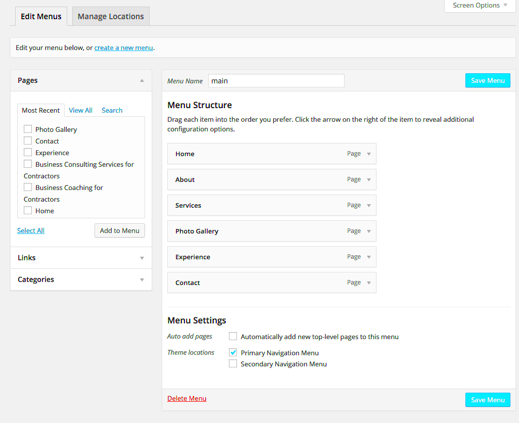 How to update the navigation menu in WordPress  Sumy Designs