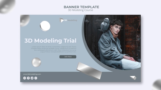 3D Modeling Course Banner Template – Free Download