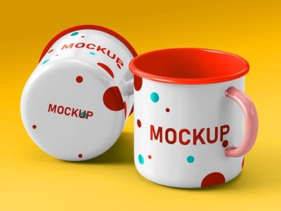 PSD Mugs on Background Mockup – Free Download