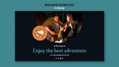 Camping Horizontal Banner Template for Free Download