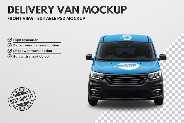 Front View of a Delivery Van Editable PSD Mockup – Free Download