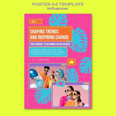 Flat Design Influencer Job Poster Template – Free Download