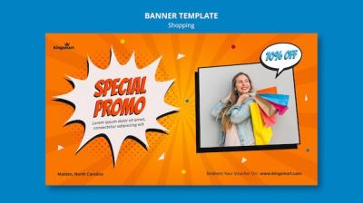 Shopping Banner Template Featuring Woman with Shopping Bags – Free Download