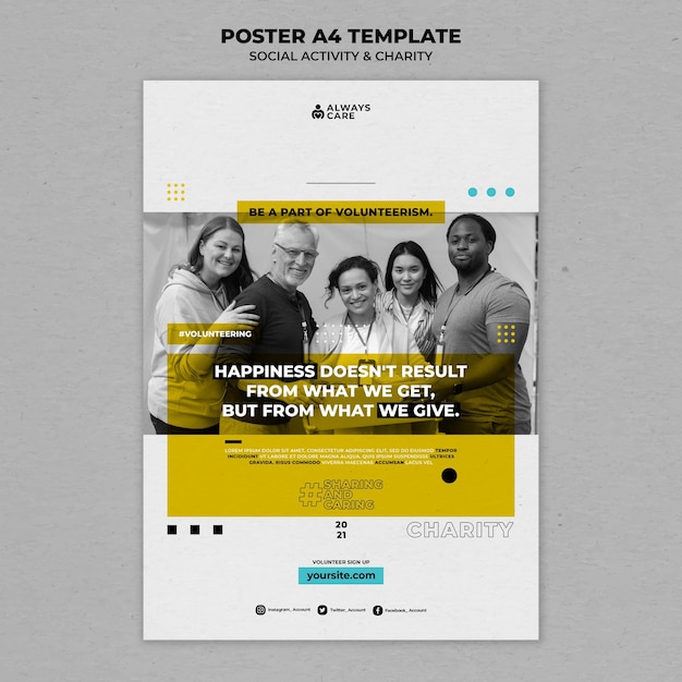 Social Activity and Charity Vertical Print Template – Free Download