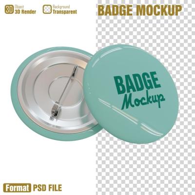 Badge Mockup Featuring a Button – Free Download