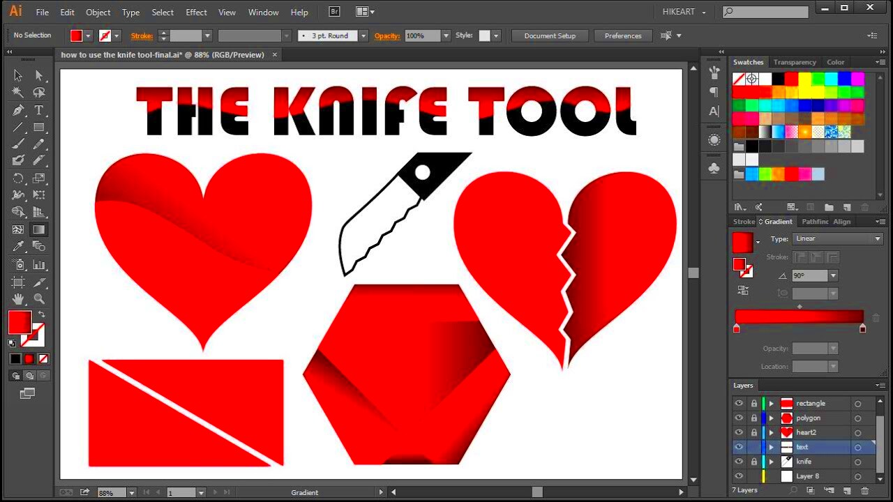 How to Cut a Shape in Adobe Illustrator  the Knife Tool  YouTube