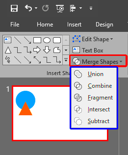 Shape Subtract Command in PowerPoint 2016 for Windows