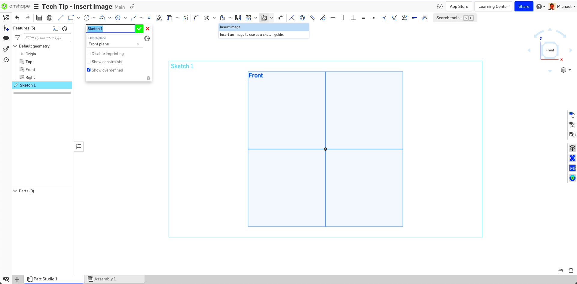 Tech Tip How to Start a Sketch with an Imported Image  Onshape