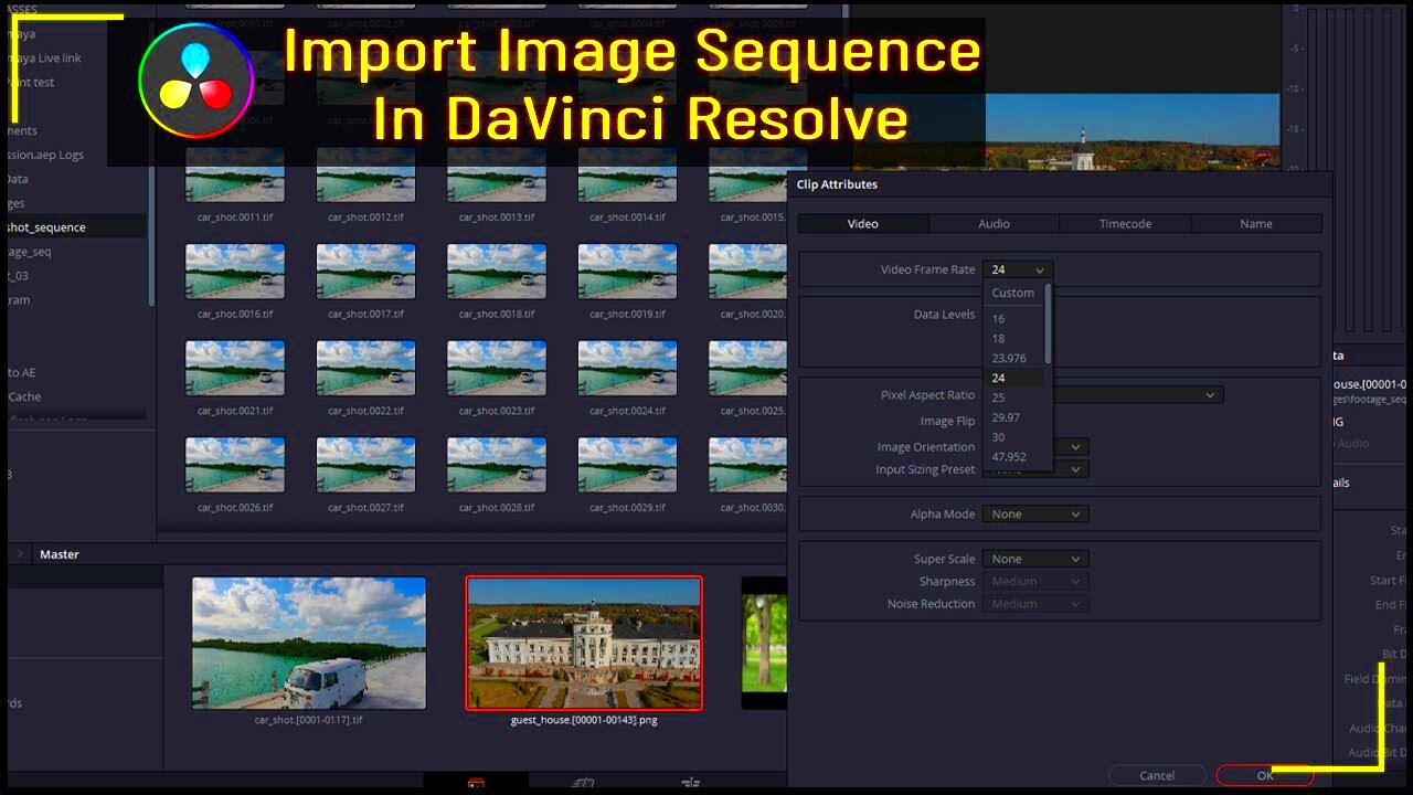 Import image sequence in DaVinci Resolve  Import PNG Sequence in 