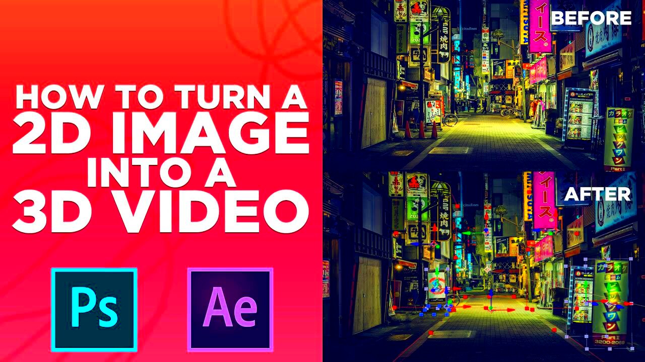 How To Turn A 2D Image into 3D Video After Effects  Photoshop  YouTube