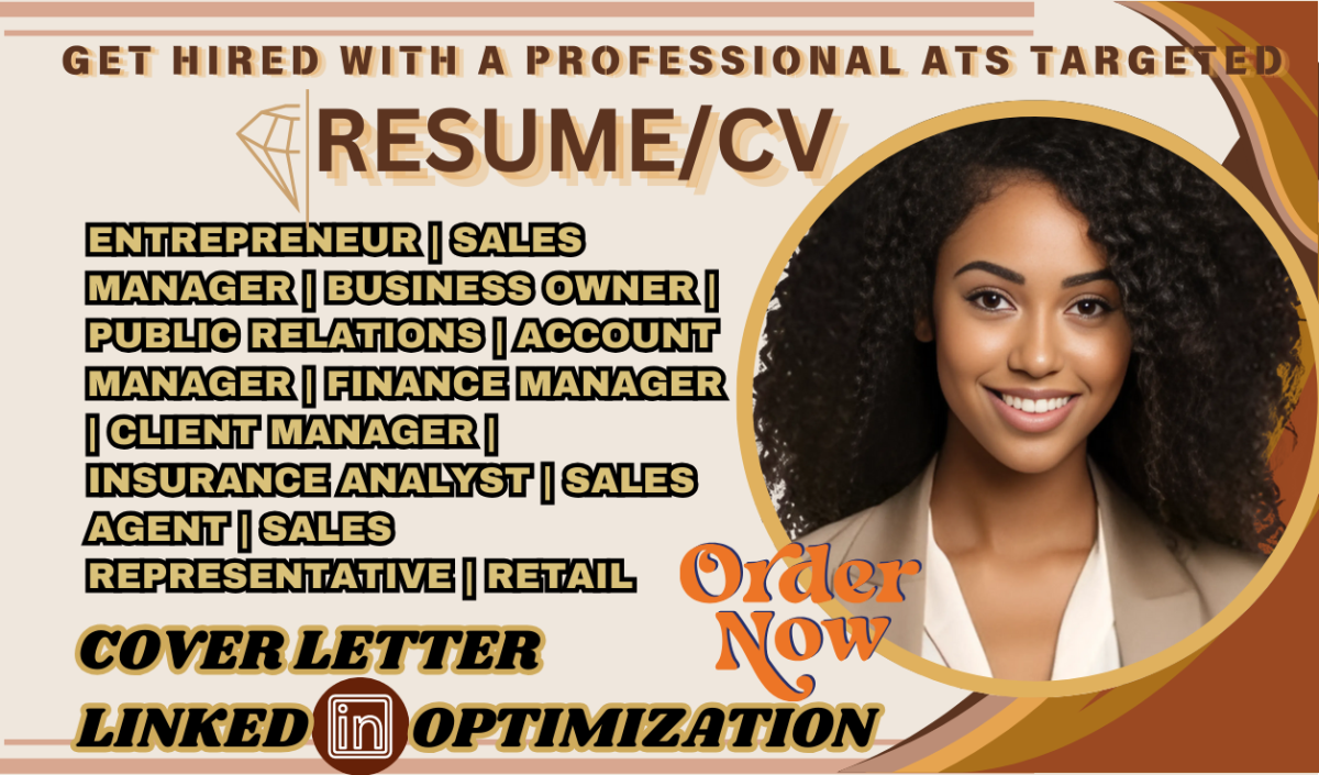 I Will Write Sales Manager, Public Relations, Entrepreneur, and Business Owner Resume