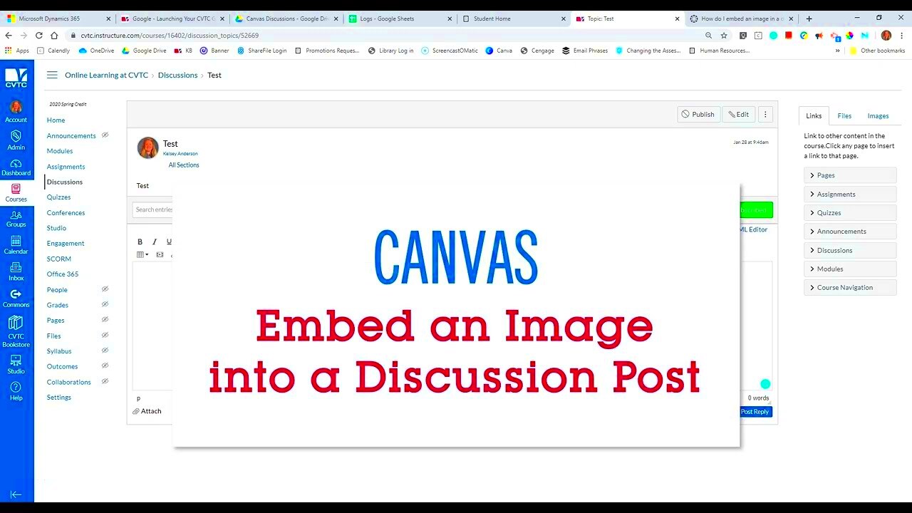 How to Embed an Image into a Canvas Discussion  YouTube