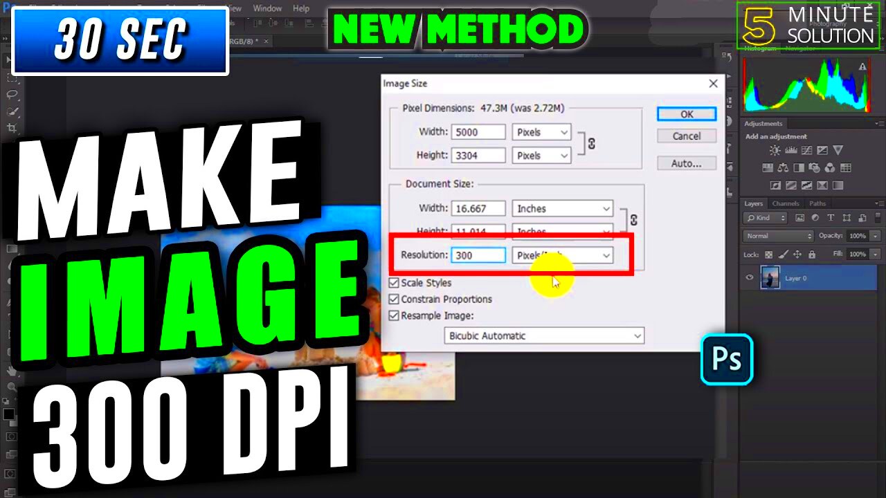 How to make an image 300 dpi in photoshop 2024  YouTube