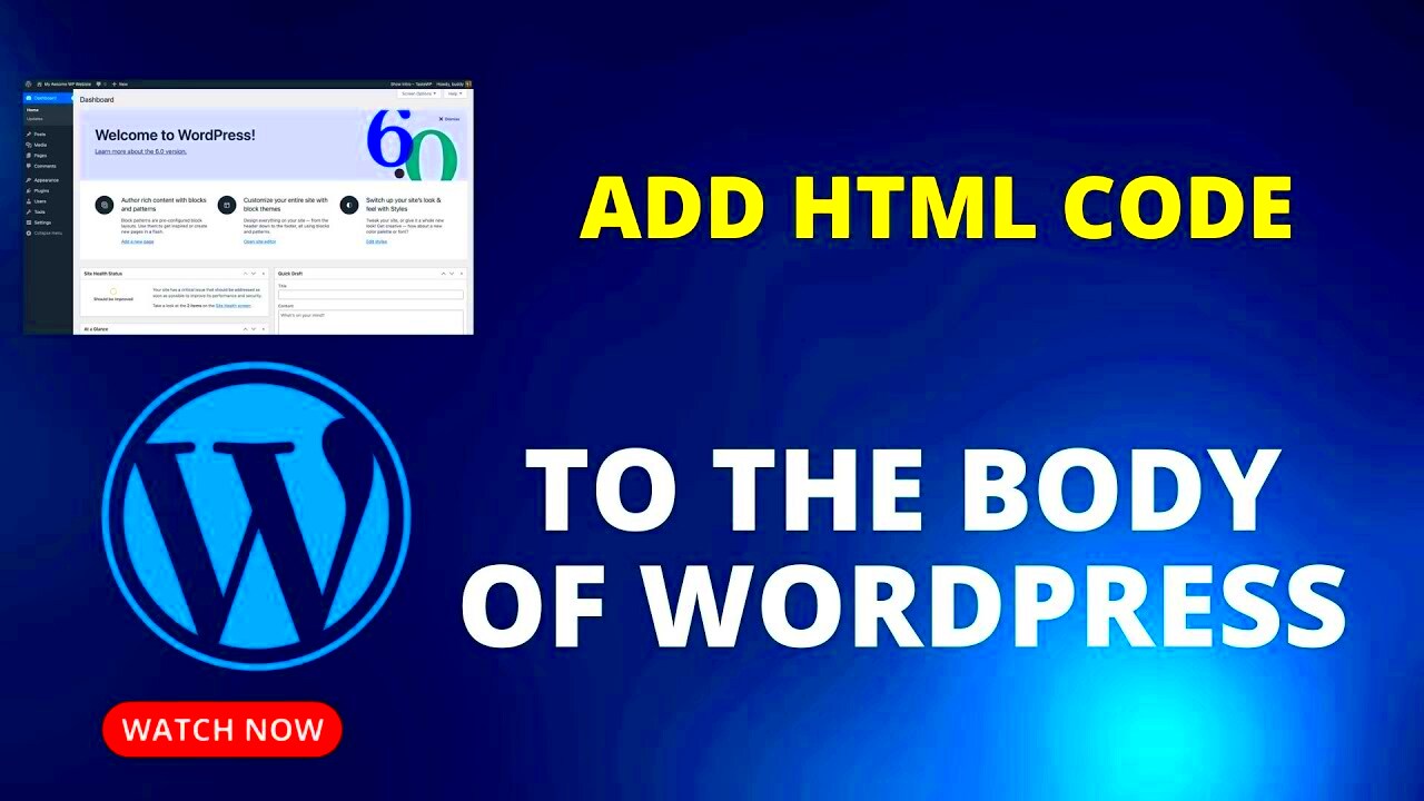 add html code to the body of WordPress  YouTube