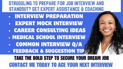 I Will Provide Mock Job Interview Prep, Mock School Interview, Coaching, and Feedback