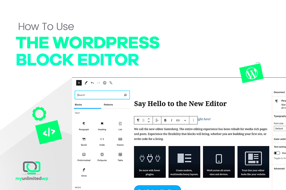 How to Use the WordPress Block Editor  MyUnlimitedWP  Low Cost 