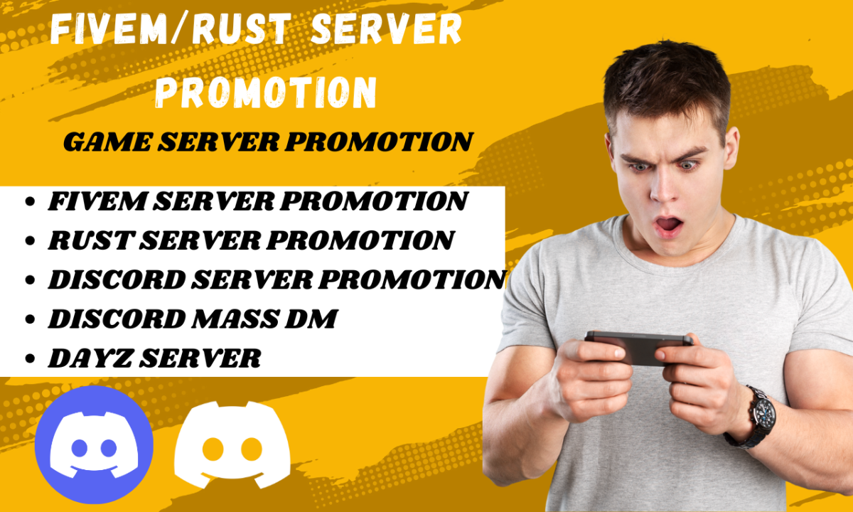 I Will Do Rust DayZ FiveM Server Promotion, Discord Promotion, Mass DM, FiveM Server Ads