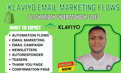 I will set up shopify blackfriday sales email marketing bfcm flows with klaviyo