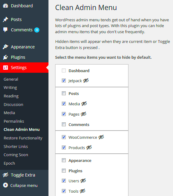 Easily Hide Menus in WordPress With The Clean WP Admin Menu Plugin  WP 