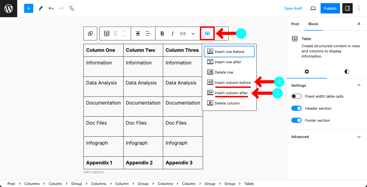 How to Add a Column to a Table in WordPress  Tableberg