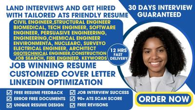 I Will Craft Engineering Resume for Civil Engineers and Intern Structural Engineers