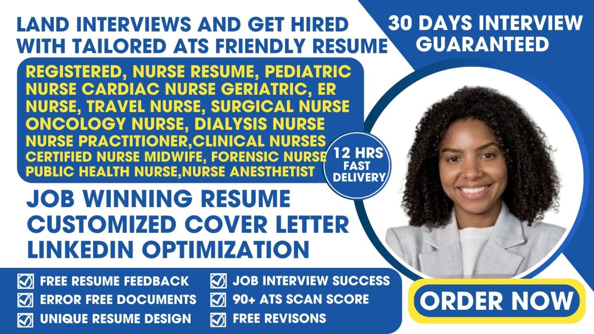 I Will Write Your Registered Nurse Resume – Pediatric, Cardiac, Geriatric, ER, and Travel Nurse Specialization