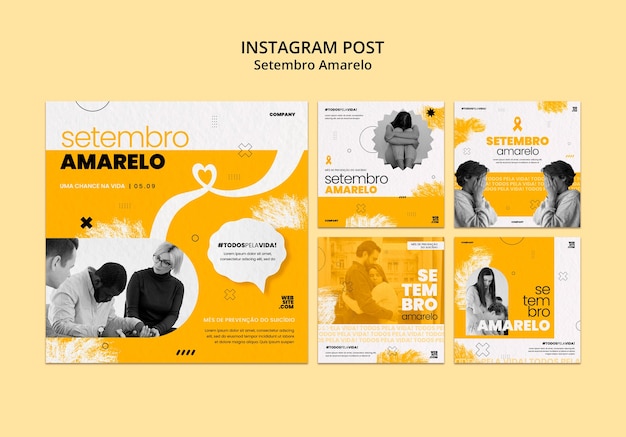 Instagram Posts Collection for Brazilian Suicide Prevention Awareness Campaign – Free Download