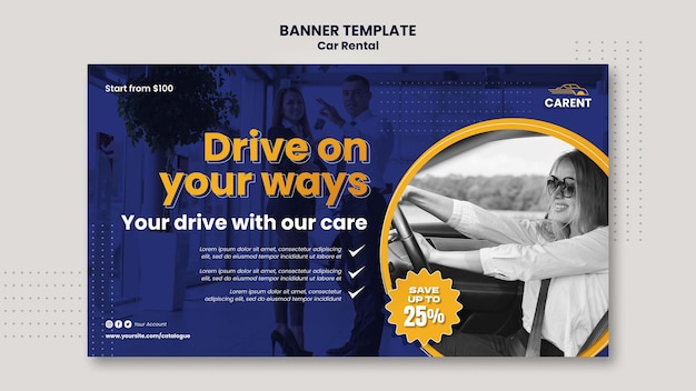 Car Rental Horizontal Banner Template – Free Download