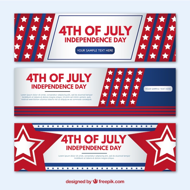 USA Independence Banners in Flat Design – Free to Download