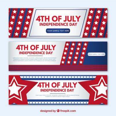 USA Independence Banners in Flat Design – Free to Download