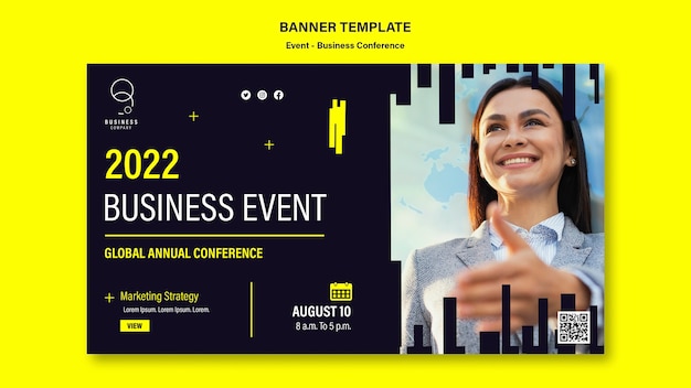 Horizontal Banner Template for Professional Business Events – Free Download