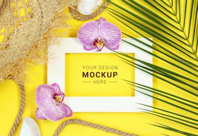 Mockup Photo Frame on Yellow – Free Download, Free Stock Photo