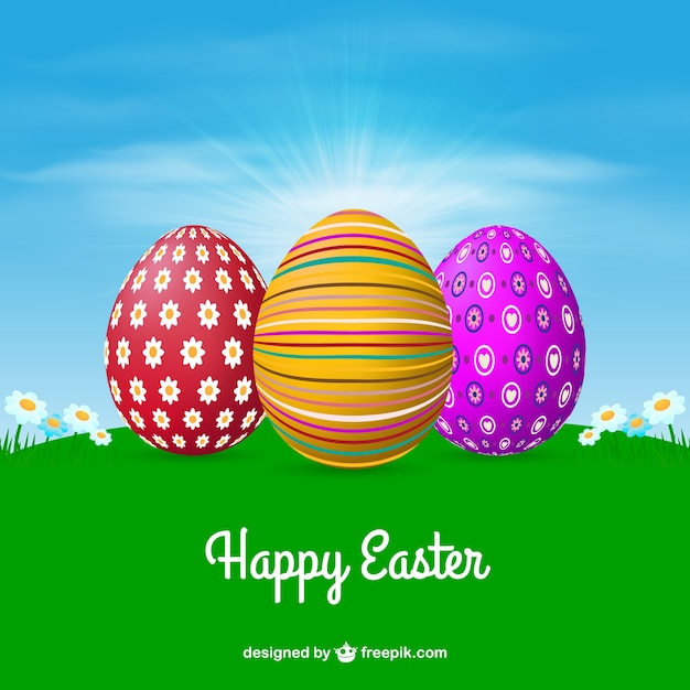 Decorated Easter Eggs in a Meadow – Free Download