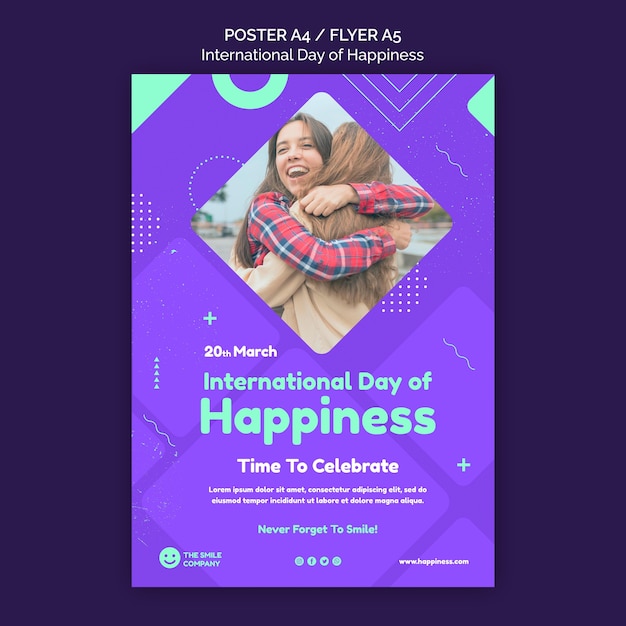 International Day of Happiness Flyer Template – Download Free Stock Photo