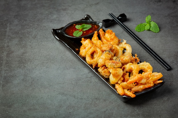 Fried Shrimp and Squid with Spicy Sauce – Free Stock Photo for Download