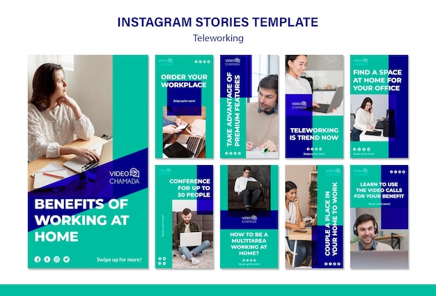 Teleworking Instagram Stories Template for Enhanced Engagement – Free Download