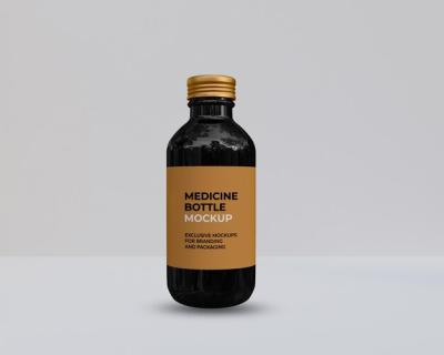 Amber Glass Medicine Bottle Mockup – Free Download