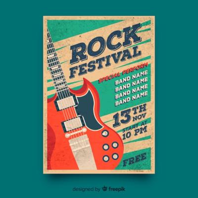 Retro Music Poster Template for Free Download