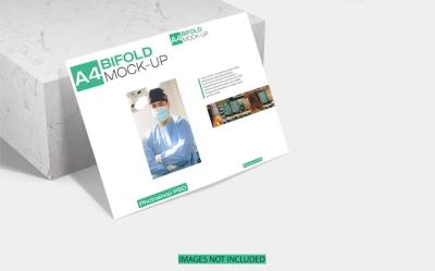 A4 Bifold Brochure Mockup on Marble – Free Download