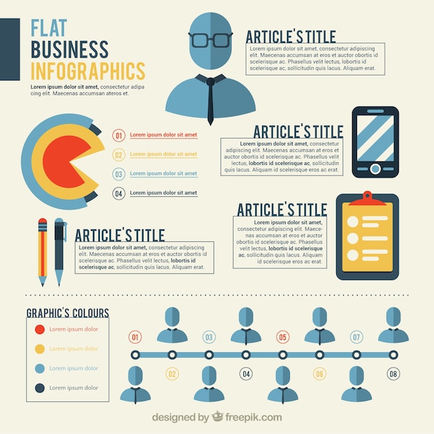 Business Infographic Template in Flat Design – Free Download