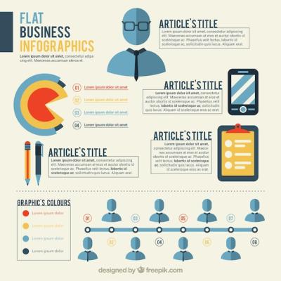 Business Infographic Template in Flat Design – Free Download